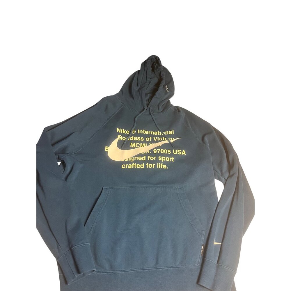 Nike International Goddess Of Victory Pullover Hoodie Graphic Sweatshirt Blue L